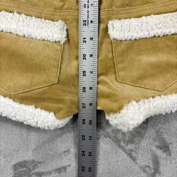 LA Trellis Corduroy Sherpa Lined Shorts Womens Small Tan Low Rise - Picture 7 of 7